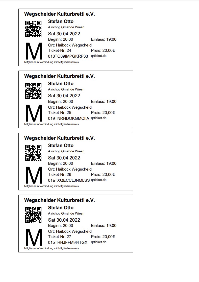 Ticketausdruck auf A4